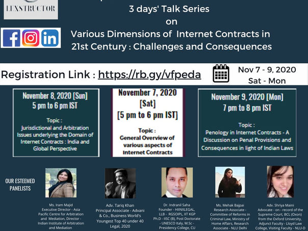 Webinar - Various Dimensions of Internet Contracts in 21st Century : Challenges and Consequences