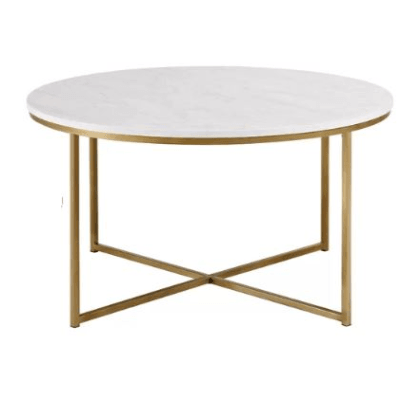 Coffee Table Round Faux Marble Gold