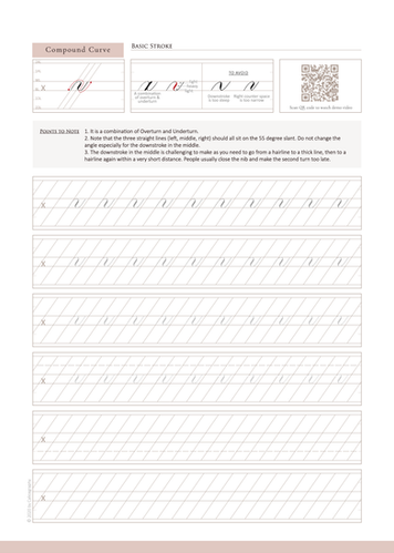 Printed) Copperplate Calligraphy Practice Pad CALICEGRAPHY