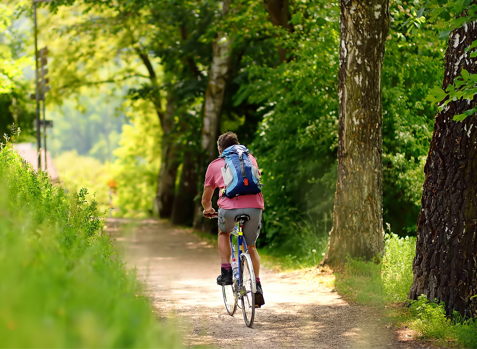 riding a bike on a mountain path in the country