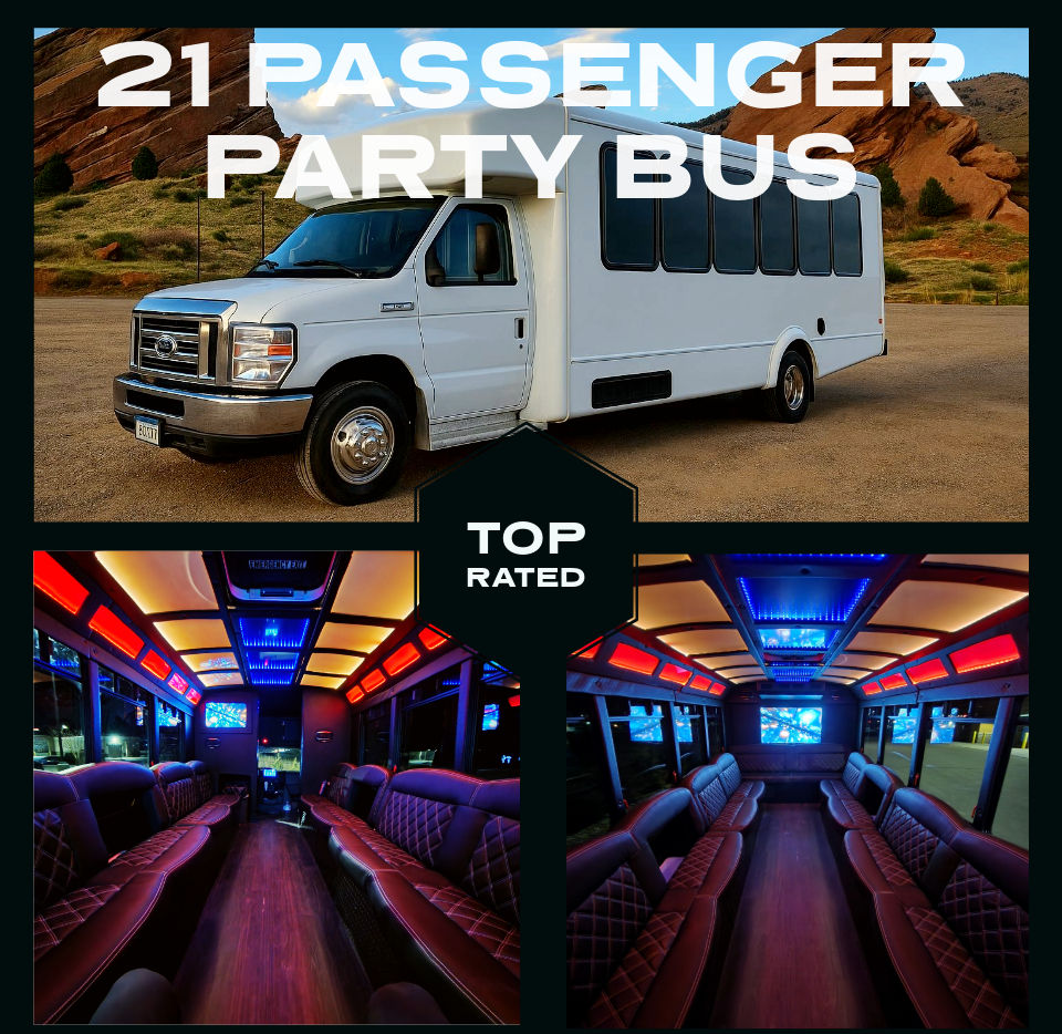 White party bus at Red rocks for a concert