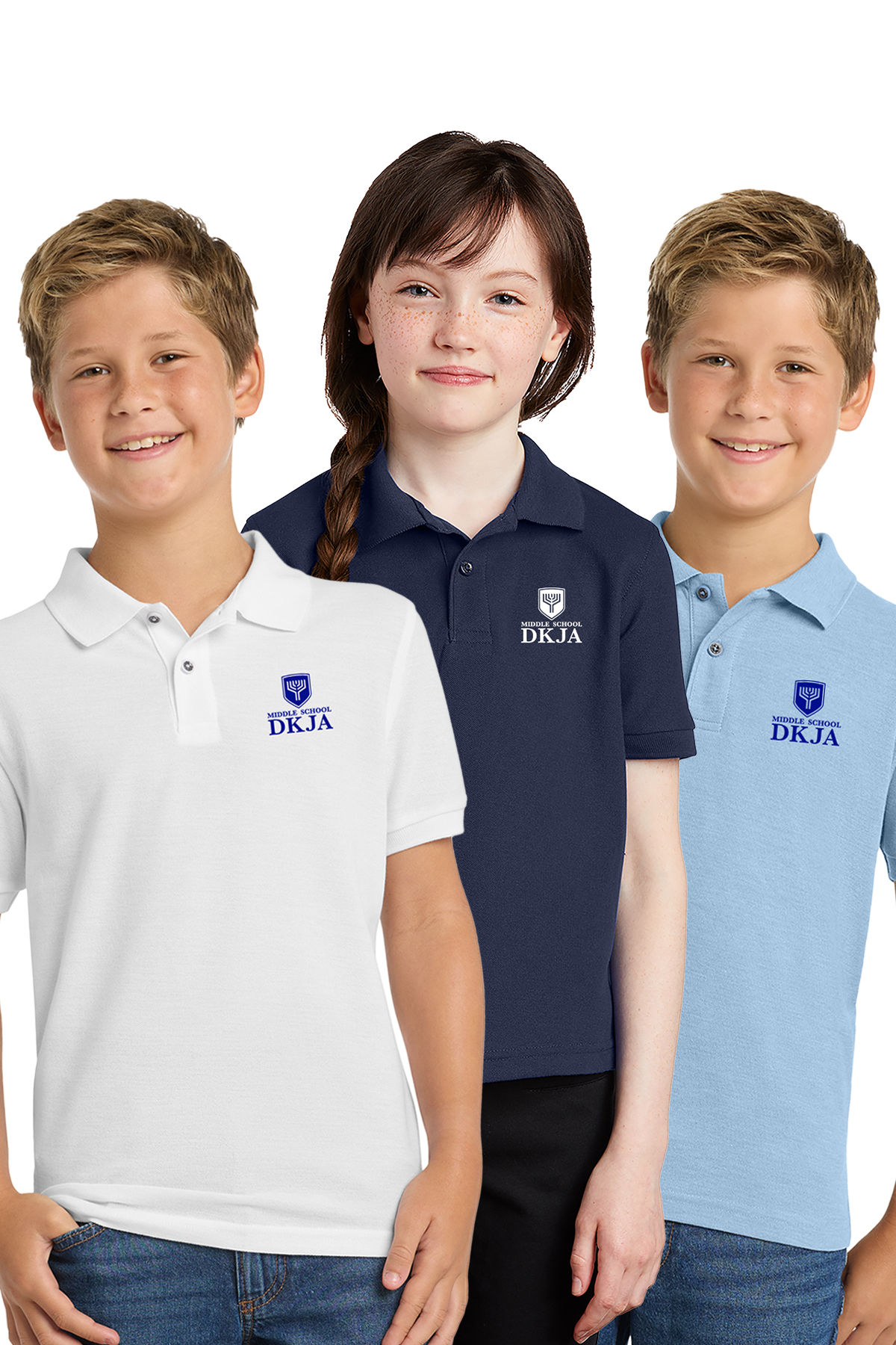 DKJA Middle School Unisex SS Pique Polo Shirt Uniform- Embroidery & Polo Incl