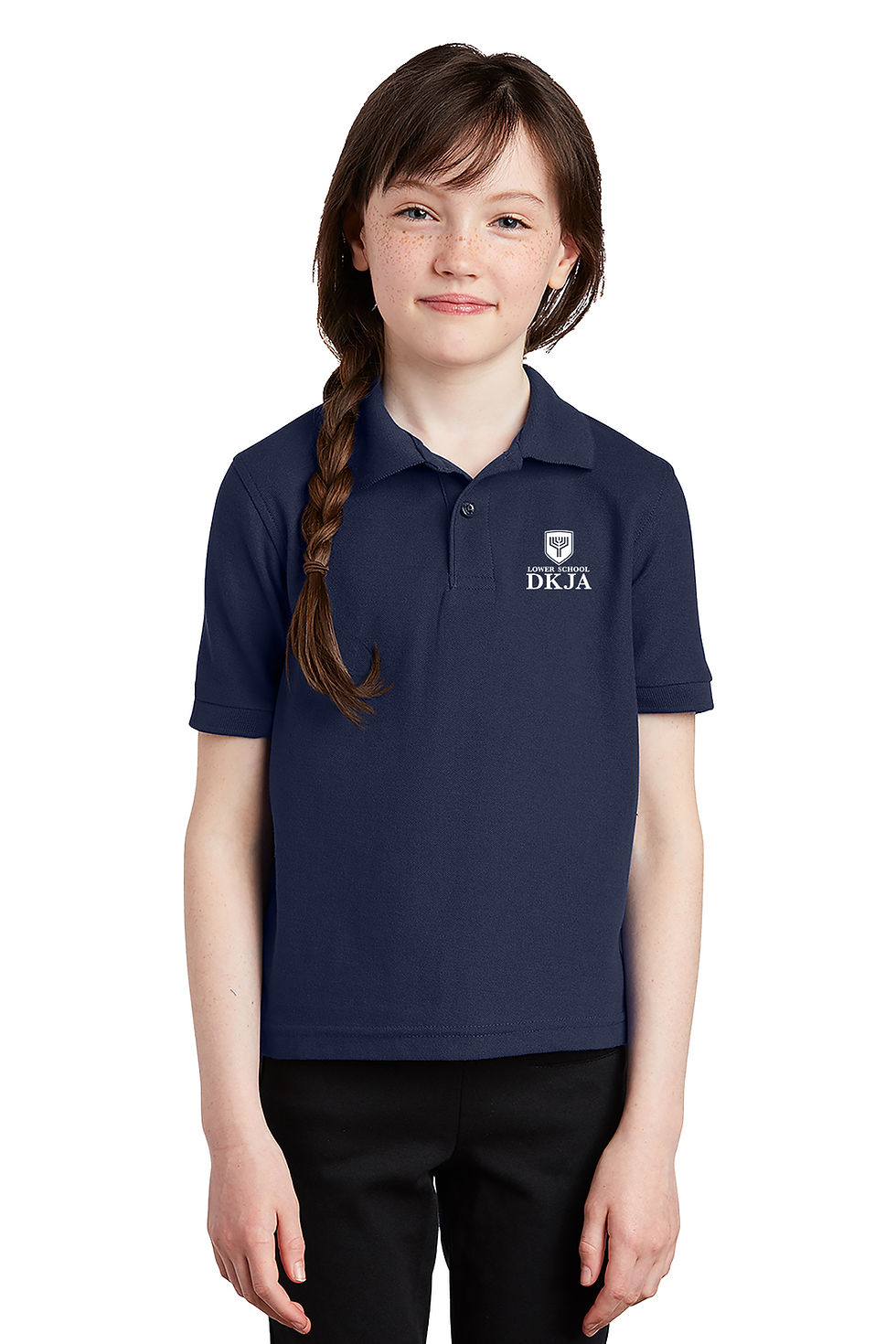 Thumbnail: DKJA Lower School Unisex SS Pique Polo Shirt Uniform-Embroidery & Polo