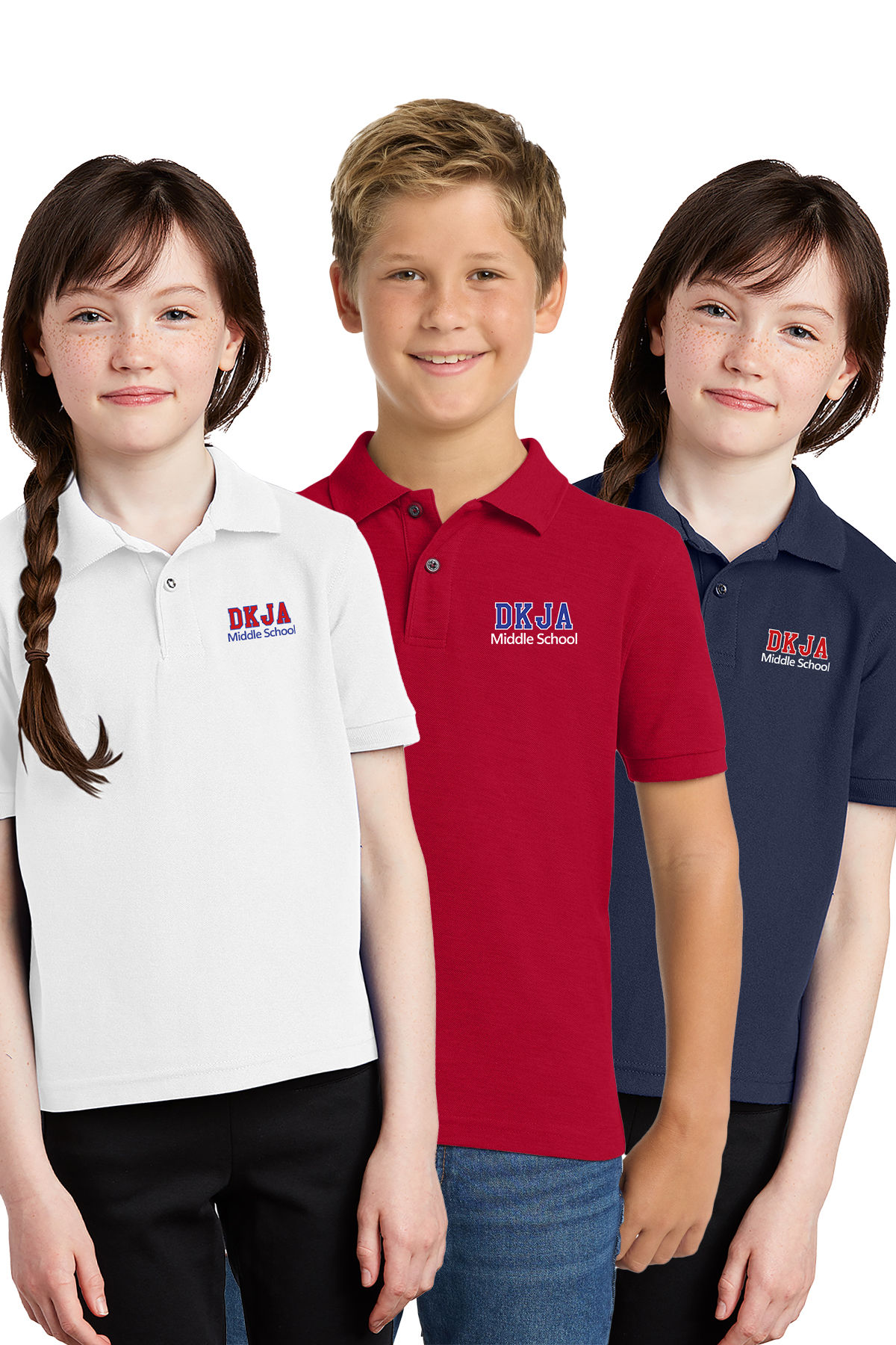 DKJA Middle School Unisex Polo Shirt Uniform- Embroidery & Polo Included