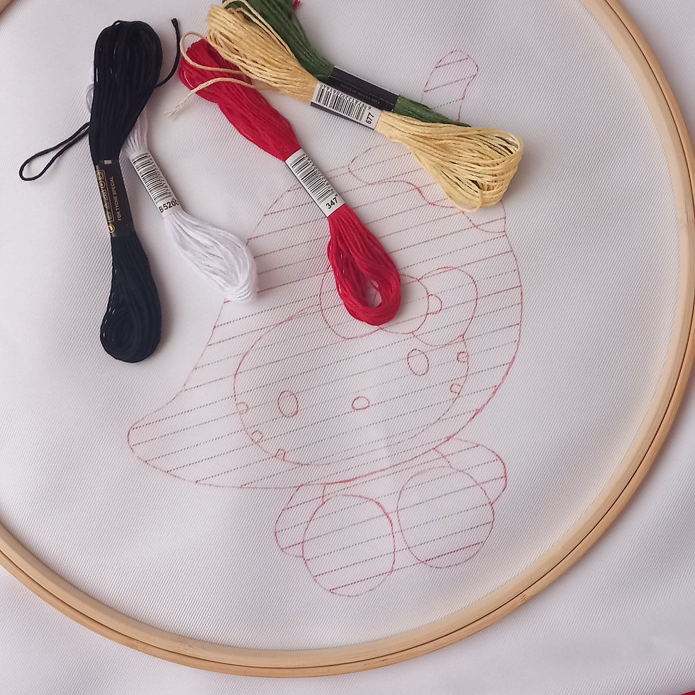 Embroidery in progress: A soothing hobby to help reduce stress, featuring vibrant threads ready for a touch of creativity.