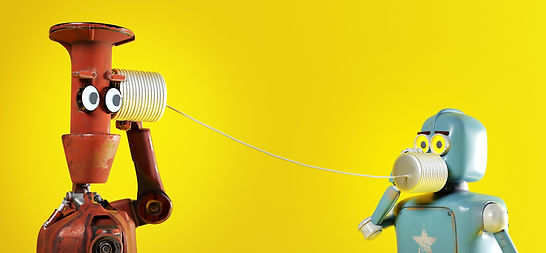 Retro-two-robots-with-tin-can-phones.-3d