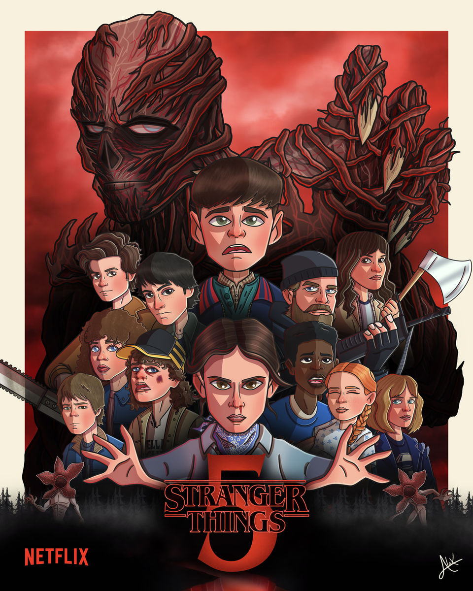 Ilustración inspirada en la quinta temporada de Stranger Things de Netflix.