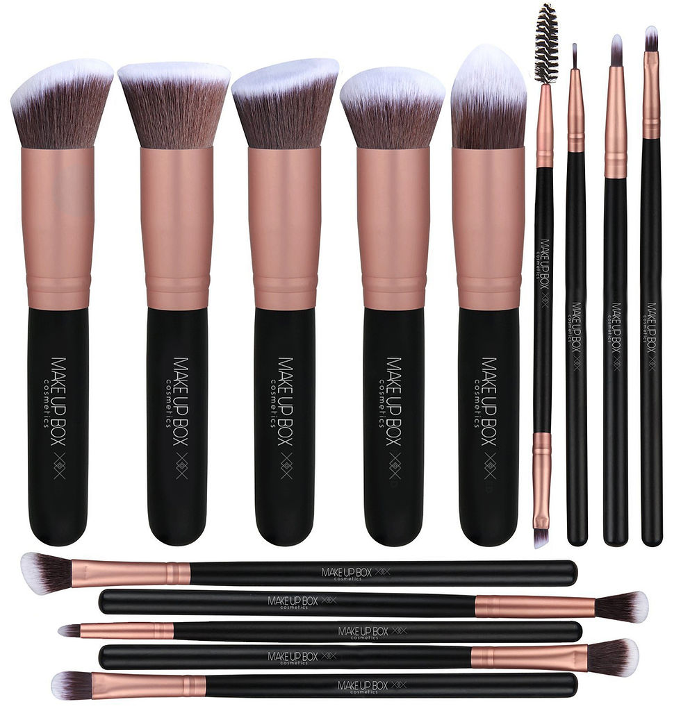 Black 14 piece kabuki Brush Set Rose Gold