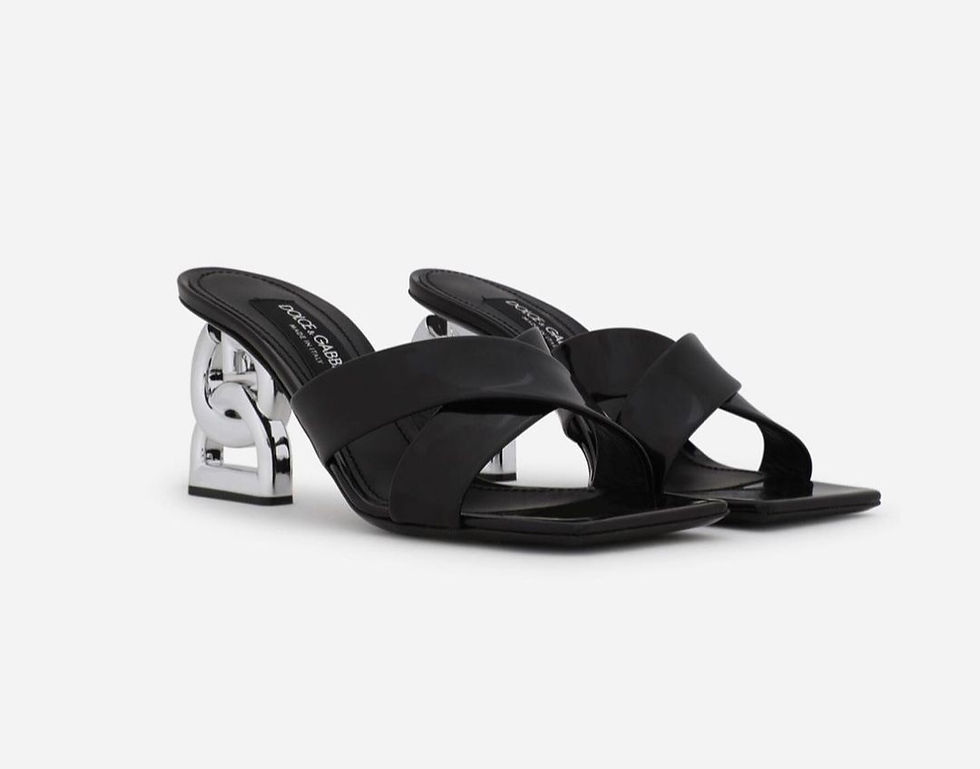 dolce & gabbana polished mules in black with logo heel