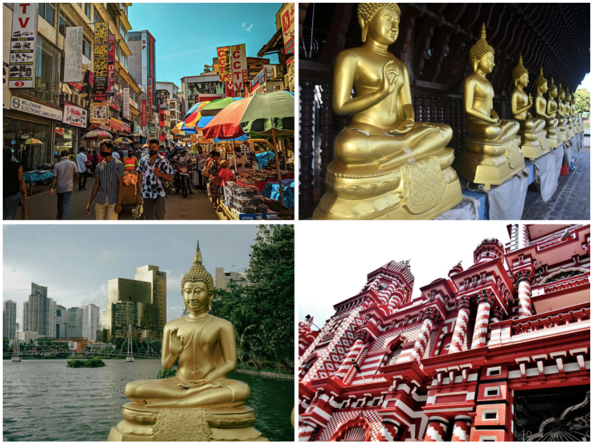 This vibrant collage captures Colombo's essence.