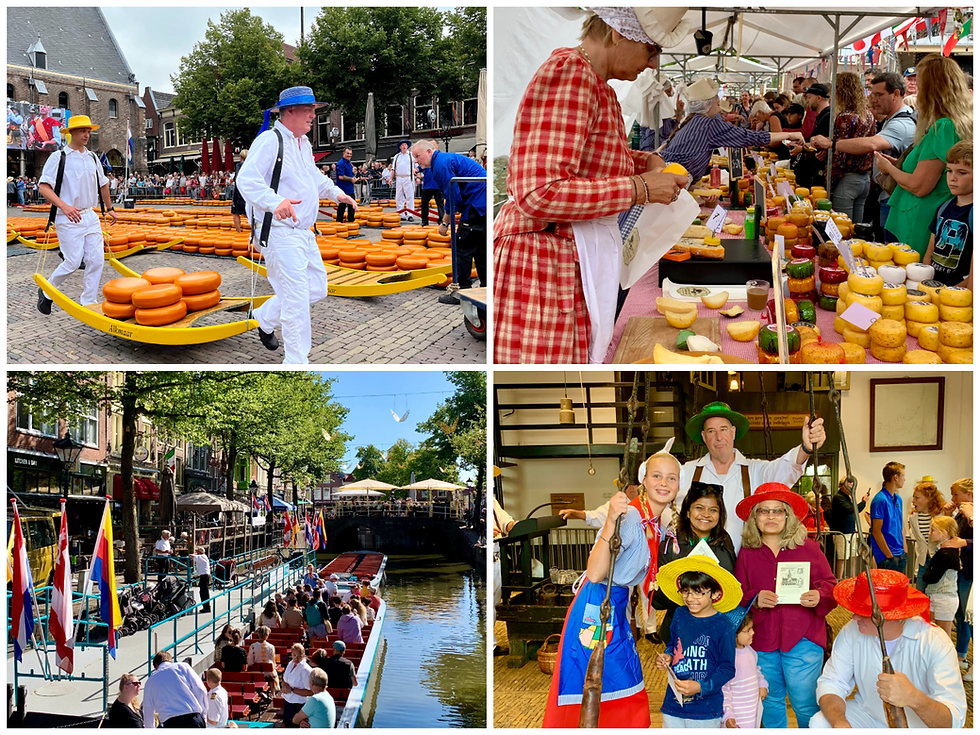 Check out the lively Alkmaar Cheese Market! Here, cheese carriers in traditional outfits show off their skills, while local vendors display a variety of colorful cheeses.