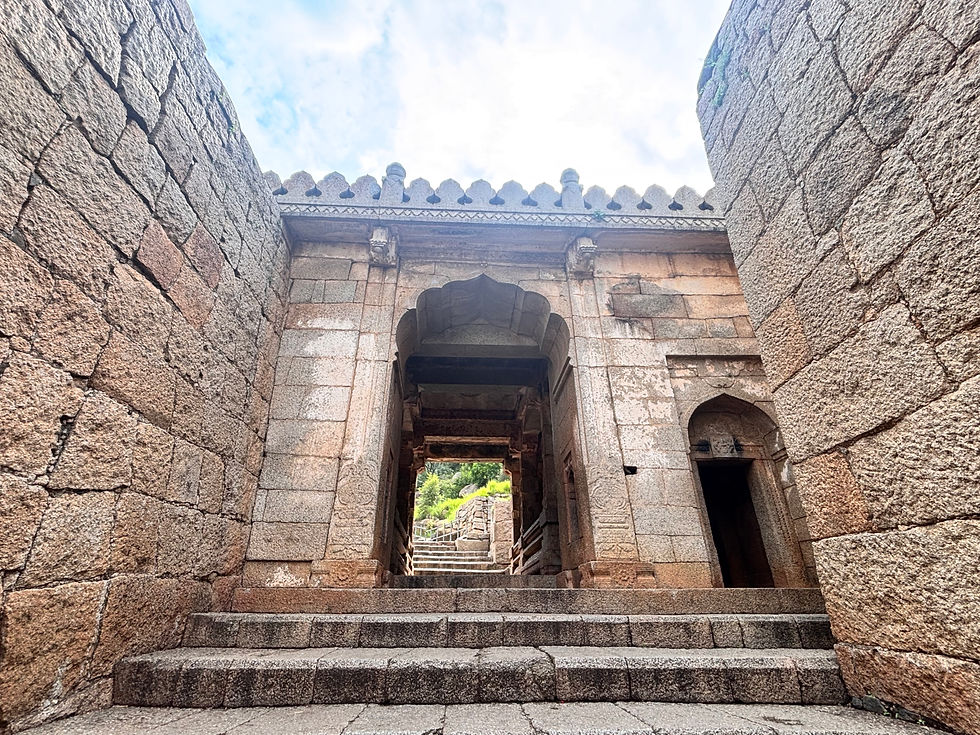 Ancient stone gate leading to the historic Chitradurga fort, showcasing one of the seven impressive and well-preserved entrances.