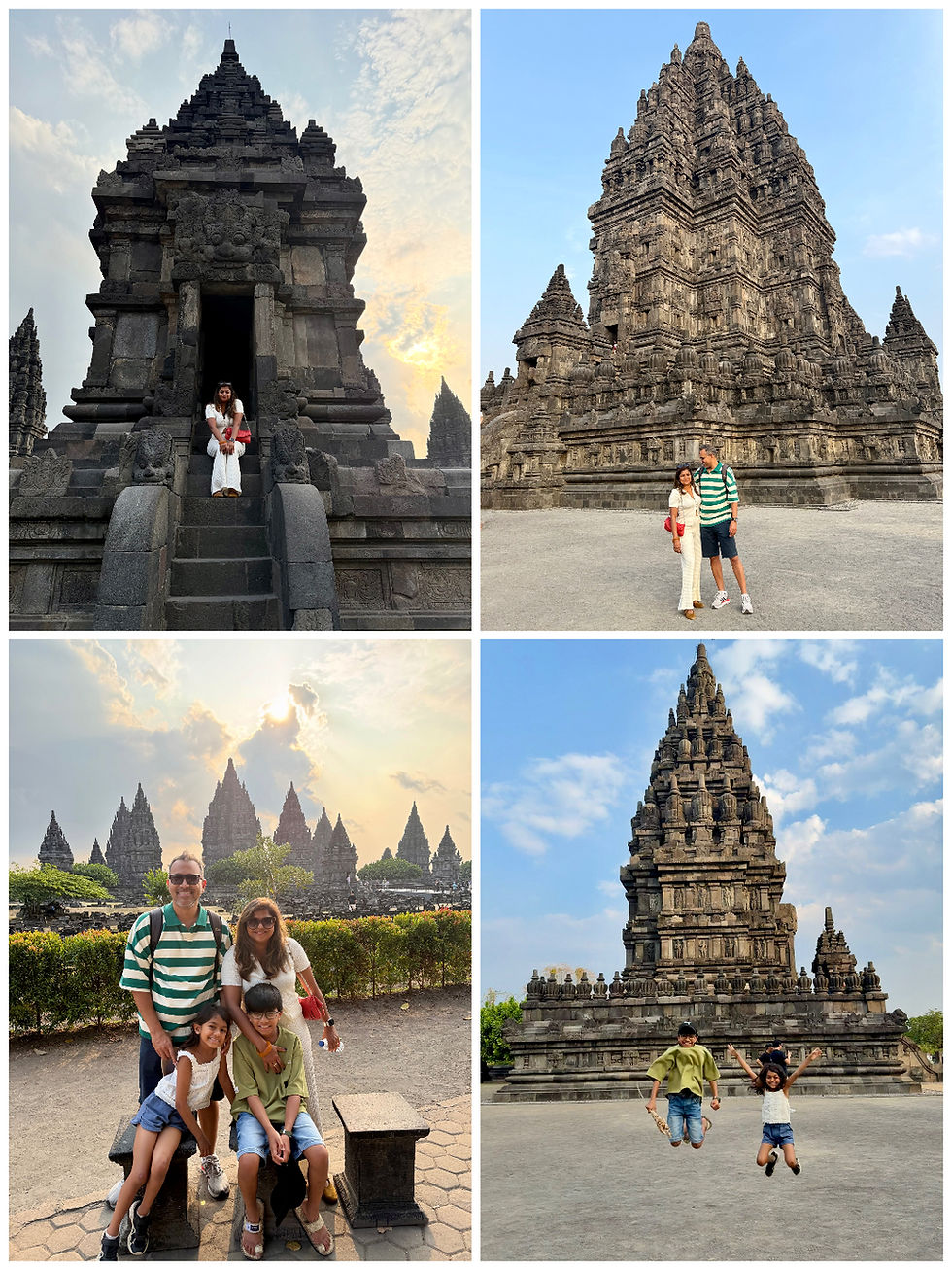 The Prambanan temple complex is dedicated to the Hindu Trinity - Brahma, Vishnu and Shiva, with the towering Shiva temple standing at its heart.