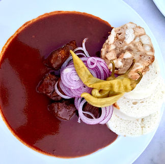 Beef goulash with dumplings
