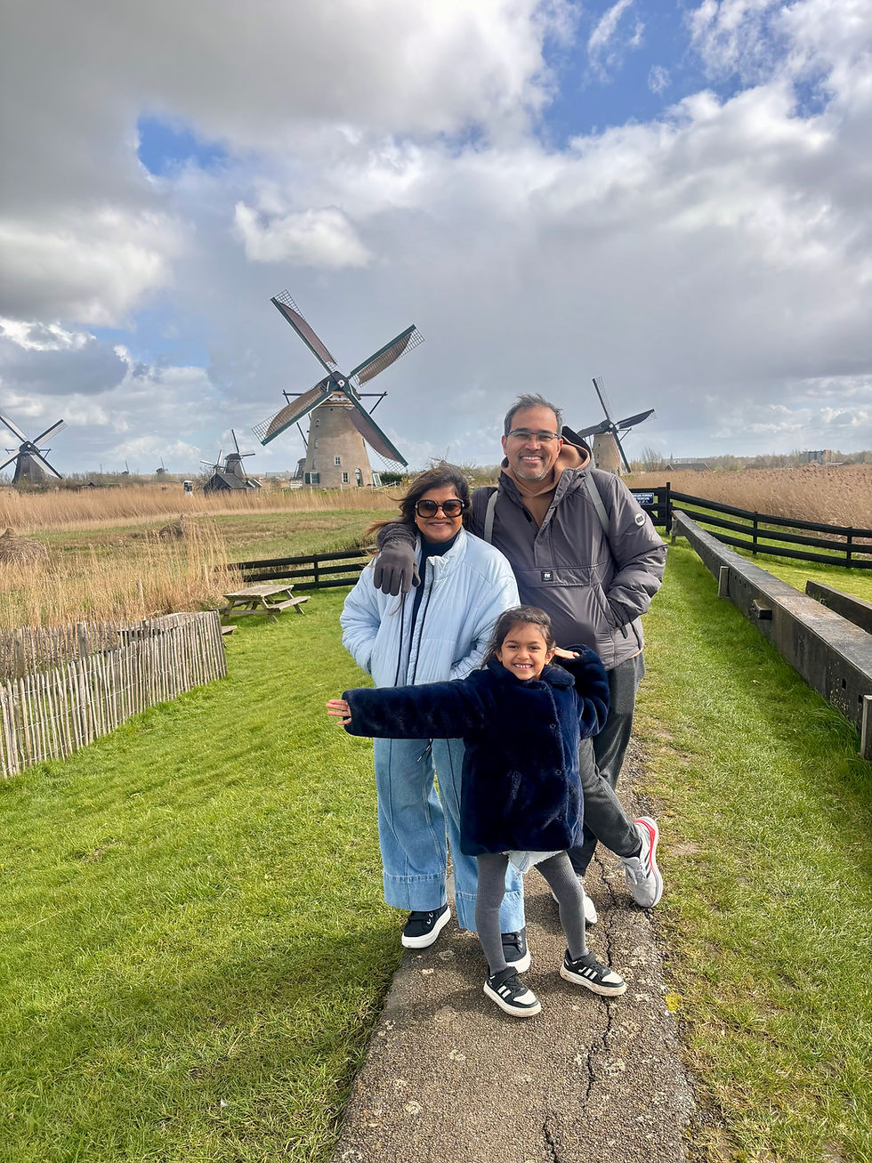 Enjoying a day at the iconic windmills of Kinderdijk.