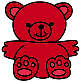 A red bear smiling