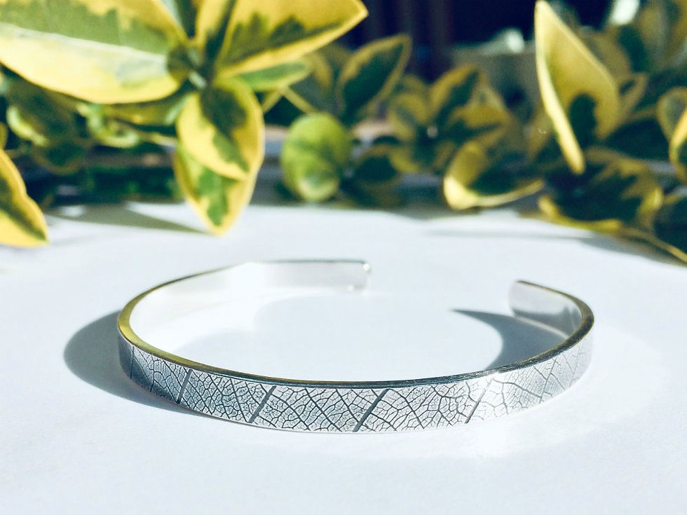Thumbnail: Leaf - handmade textured Silver cuff