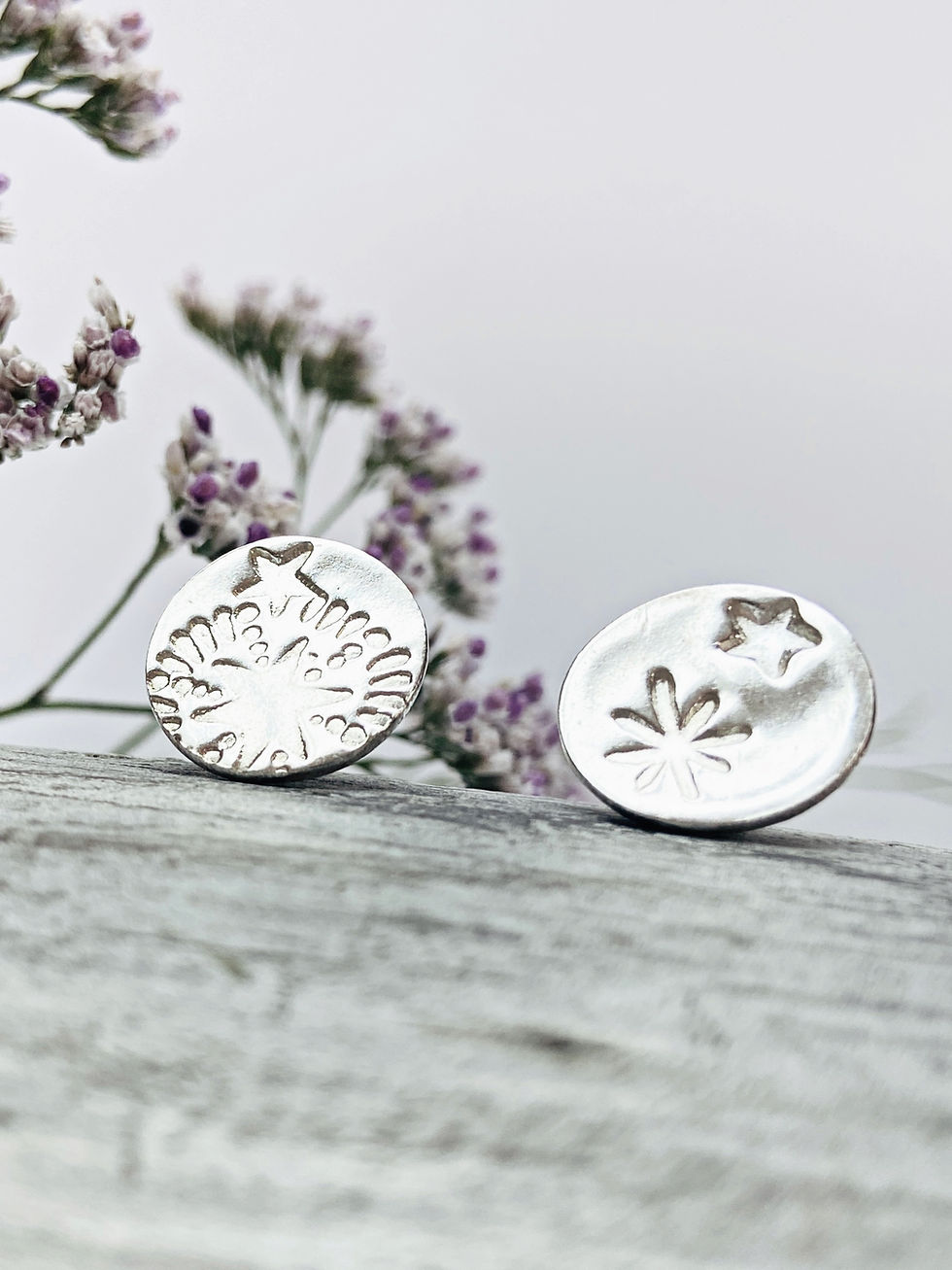 Thumbnail: 'Starry Night' - larger textured Silver studs