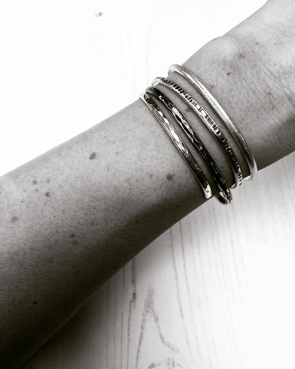 Thumbnail: 'Hammered' - handmade skinny cuff