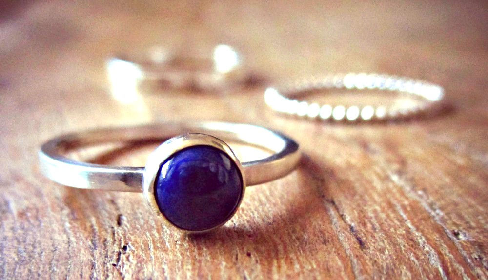 Lapis Lazuli & Silver - gemstone ring stack