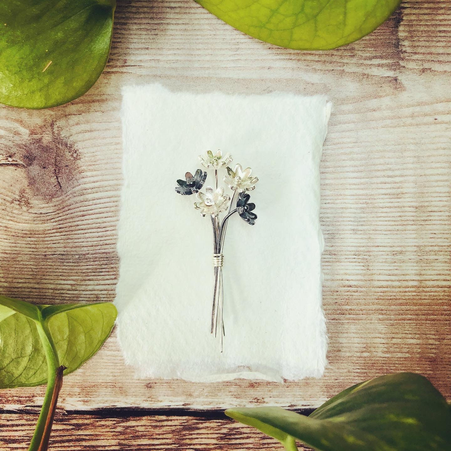 "Give Flowers" - hand crafted Silver flowers sculpture