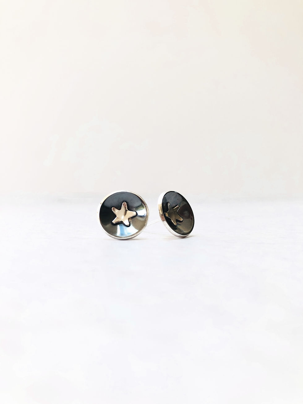 Domed Studs - oxidised star earrings