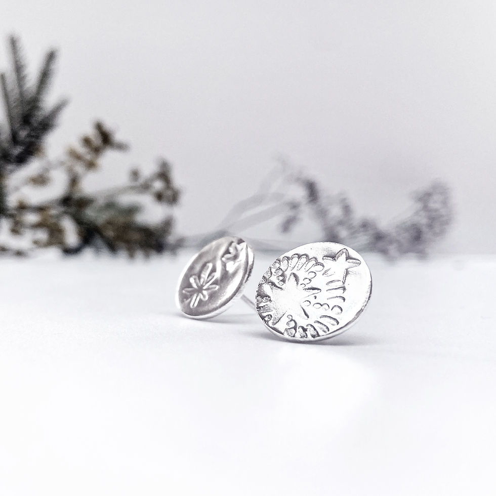 Thumbnail: 'Starry Night' - larger textured Silver studs