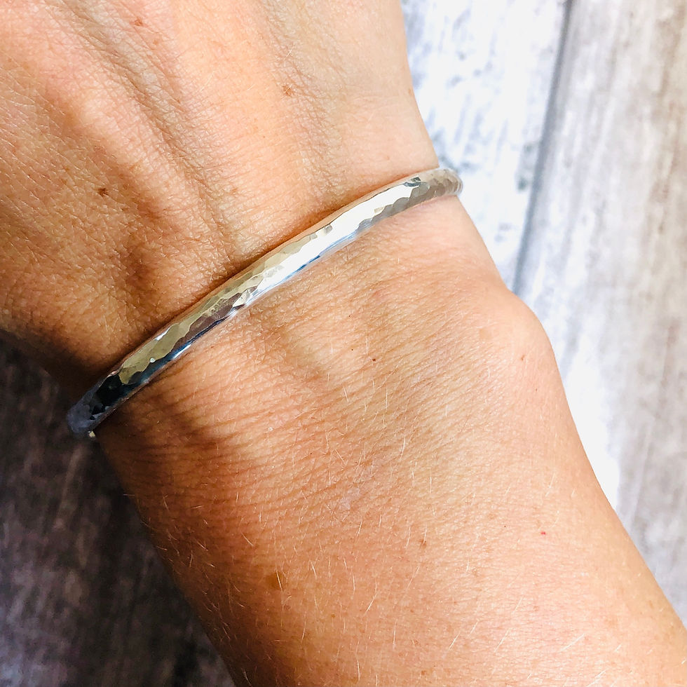 Thumbnail: Hammered Slinky Cuff - personalised on the inside
