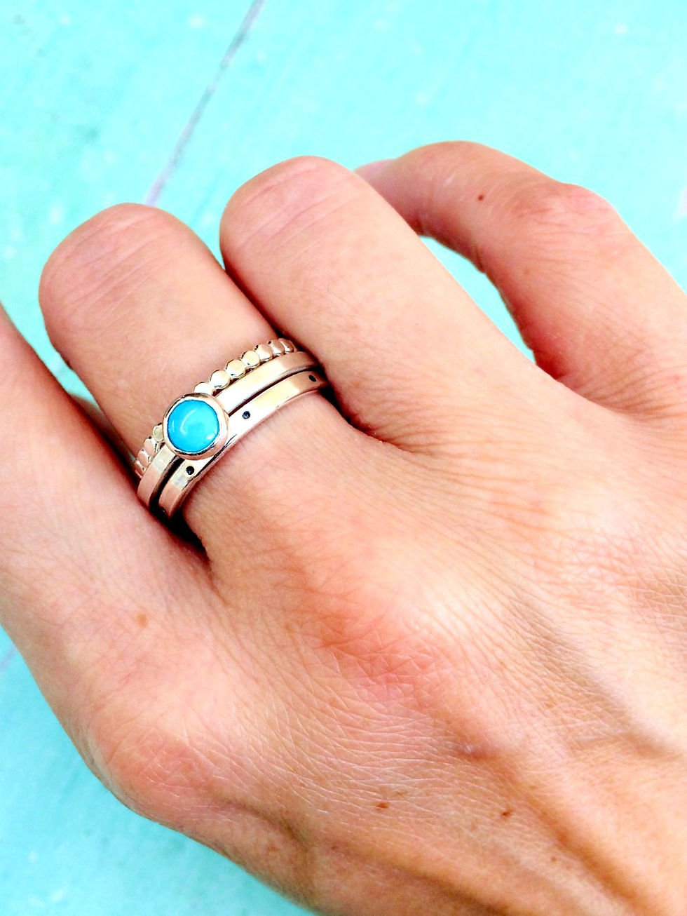 Thumbnail: Turquoise & Silver - ring stack