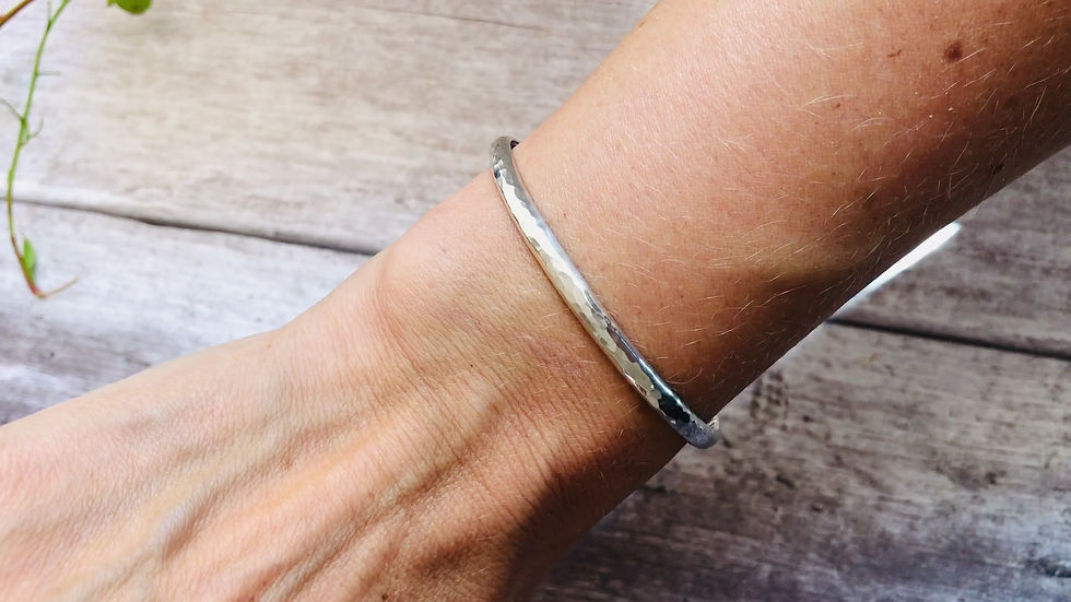 Thumbnail: Hammered Slinky Cuff - personalised on the inside