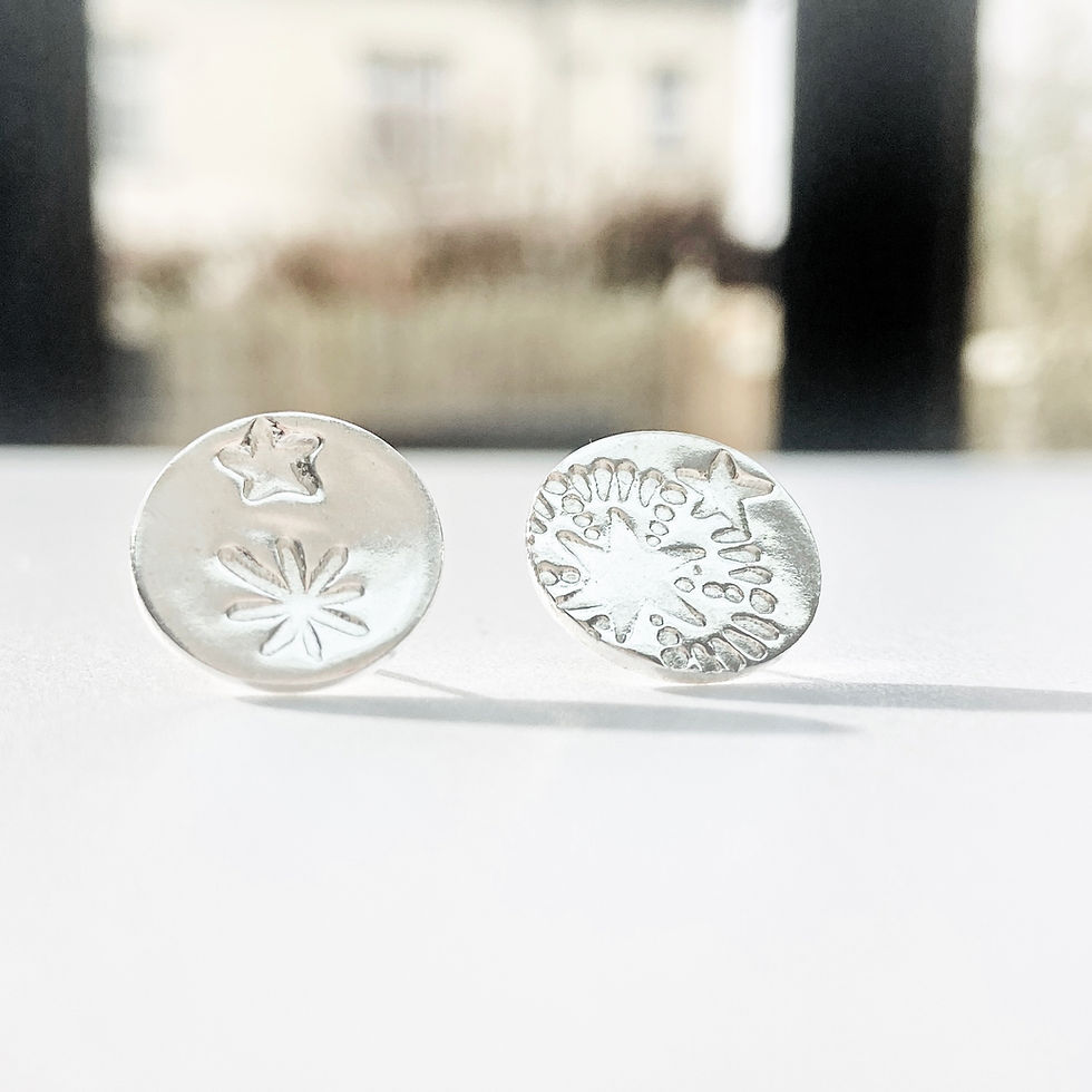 Thumbnail: 'Starry Night' - larger textured Silver studs