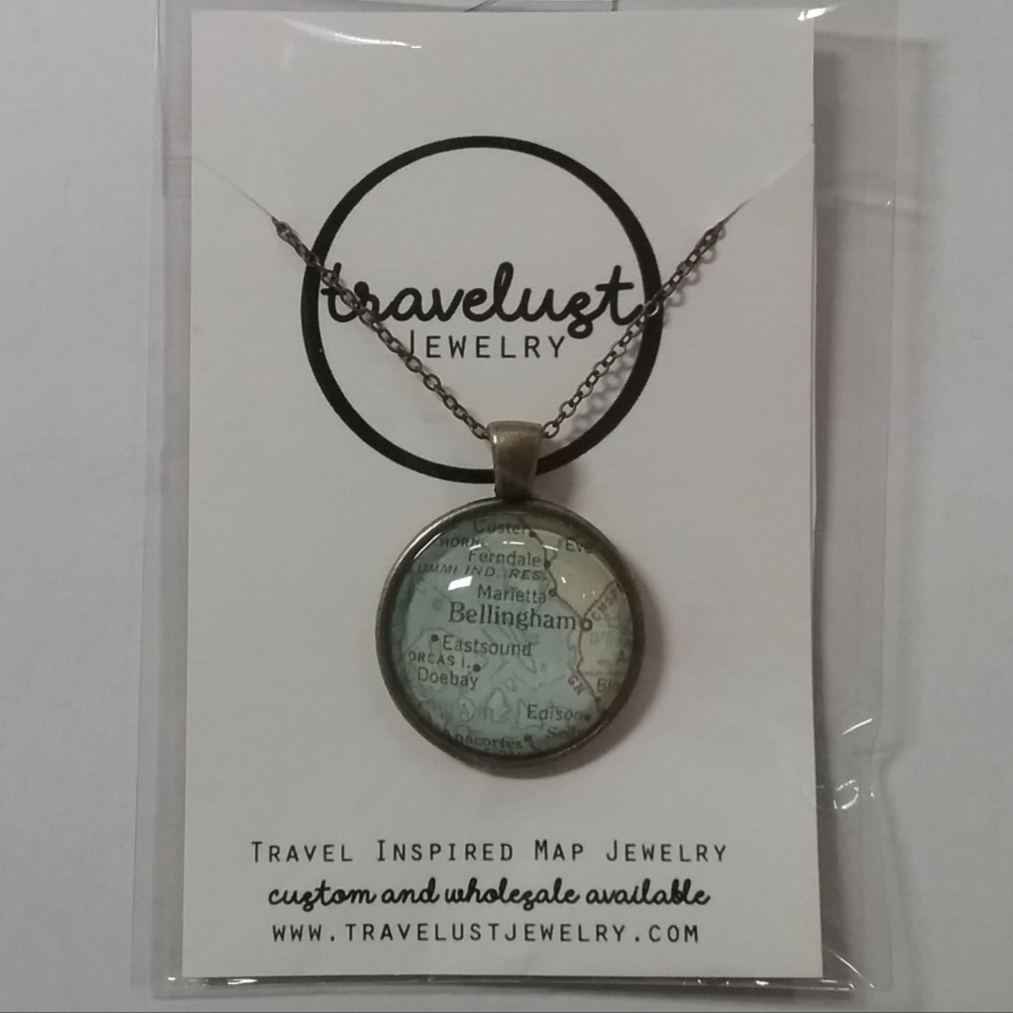 Bellingham Map Circle Necklace