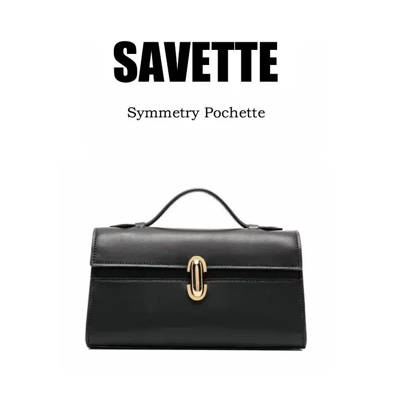SAVETTE Symmetry Pochette Leather Tote Bag Women Top Handle Bags Genuine Leather