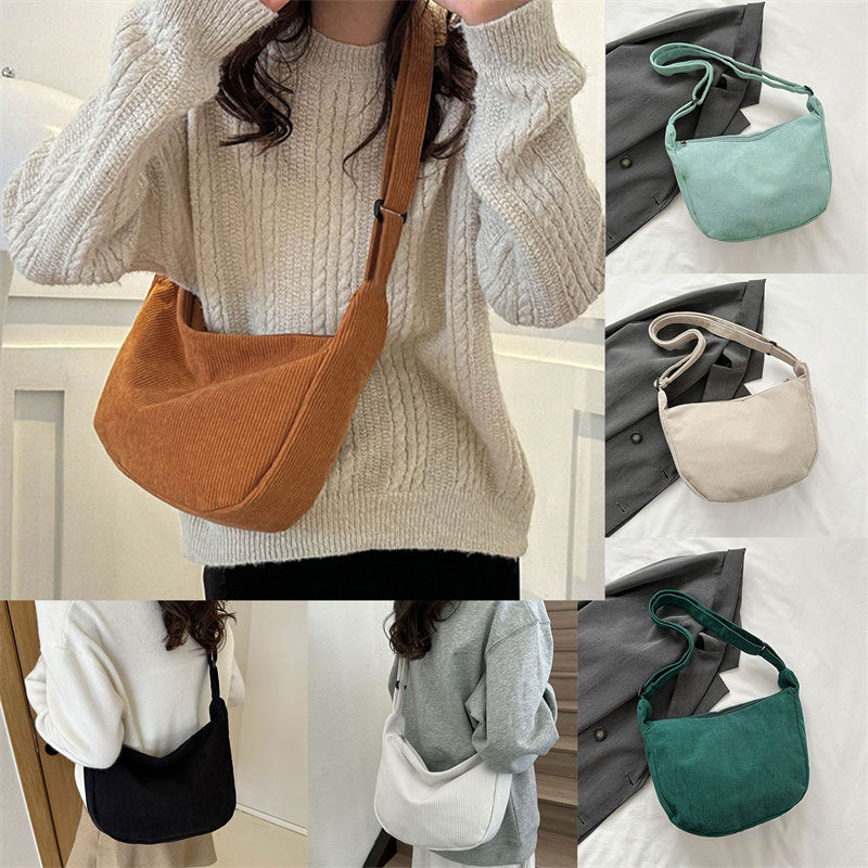 Corduroy Shoulder Bag Minimalist Crossbody Bag Women's Handbags Fashion Fabric U