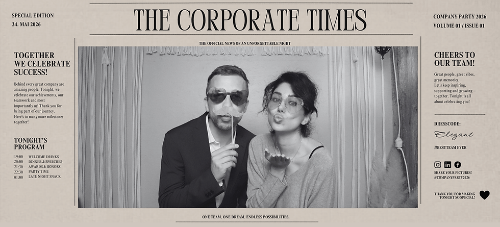 Magazin-Layout Corporate Times als Premium-Print-Option der JustSmile Fotobox