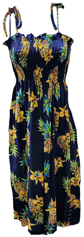 Golden Pineapple Womens Short Tube Top Hawaiian Dress