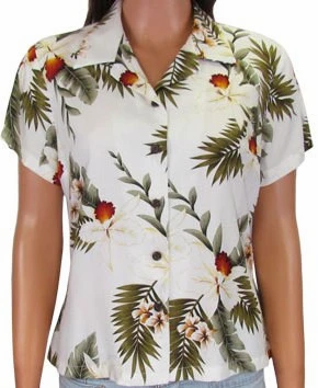 Thumbnail: Hawaiian Orchid White Women's Hawaiian Shirt