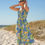 Thumbnail: Tuberose Blue Short Hawaiian Floral Dress