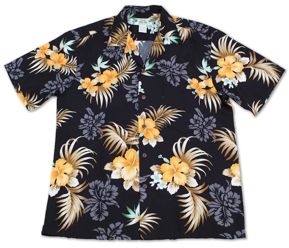 Fern Hibiscus Black Mens Hawaiian Shirt