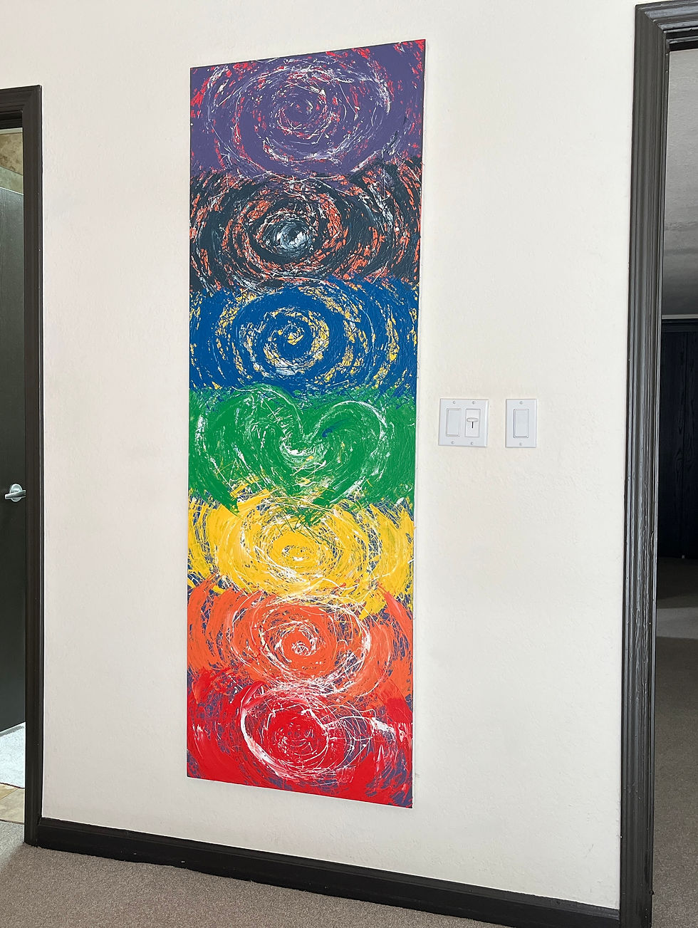 Thumbnail: Large Enamel Paint Drip Painting of Chakras
