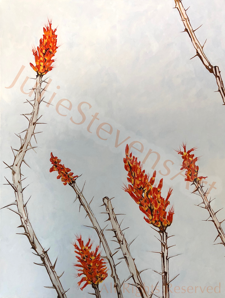 Large Painting of Desert Ocotillo Blooms