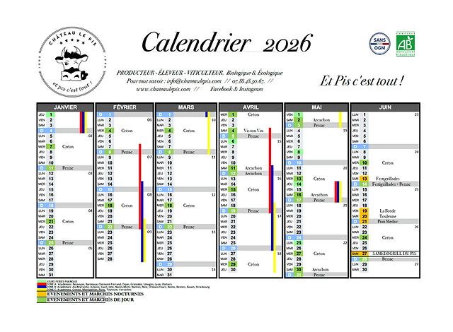 Calendrier 2026