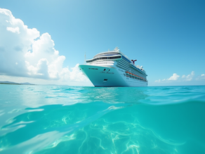 Ship sailing easter Caribbean blue turquoise waters
