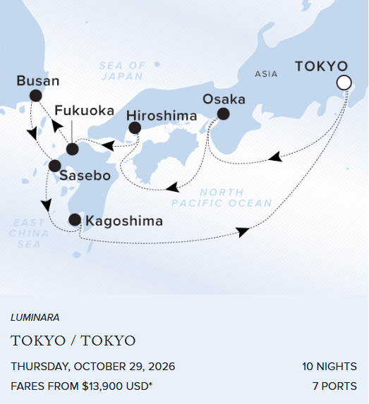 Ritz Carlton Yacht Tokyo Itinerary