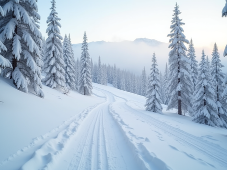 Skiing hill with trees