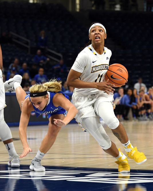 Allazia Blockton Drives Towards The Basket