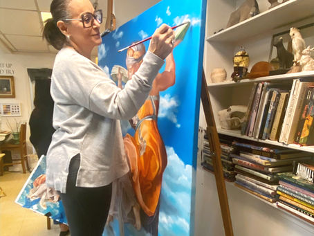 Artist Denise H Cooperman in her studio