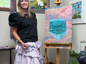 Artist Megan Emily Ely in her studio