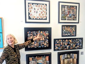 Artist Pearl with her artworks showcased at Clio Art Fair's 23rd Edition