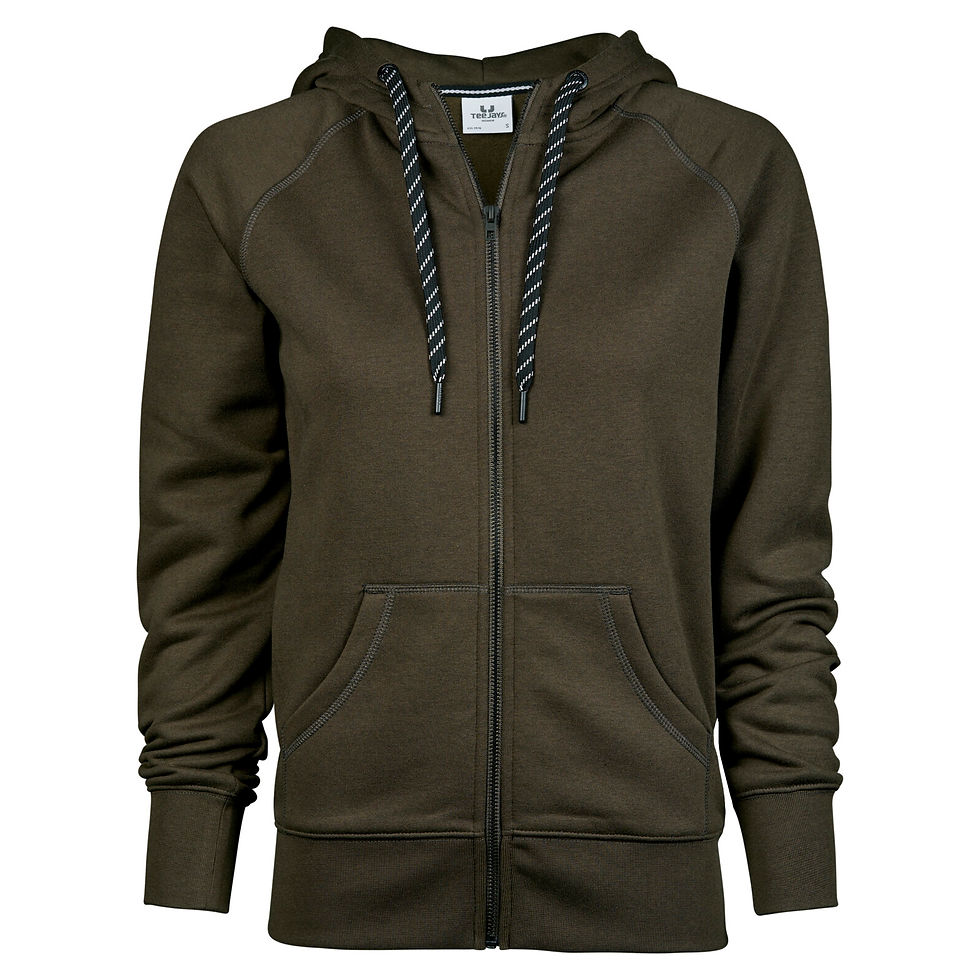 Miniatyrbild: Hooded-sweatshirt Figursydd - Dam mörkgrön med eget tryck